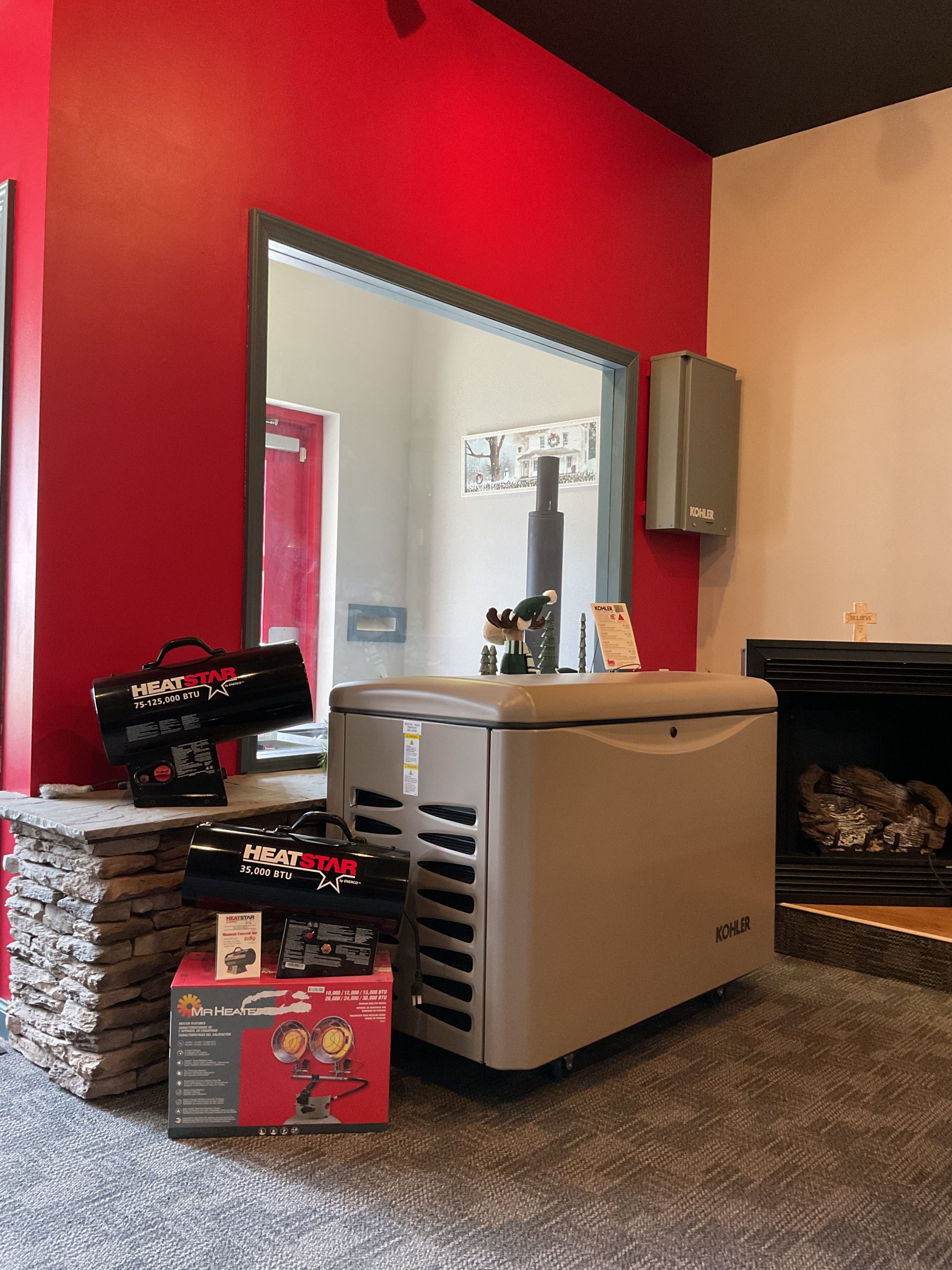 SBG showroom Kohler generator and Heatstar heaters